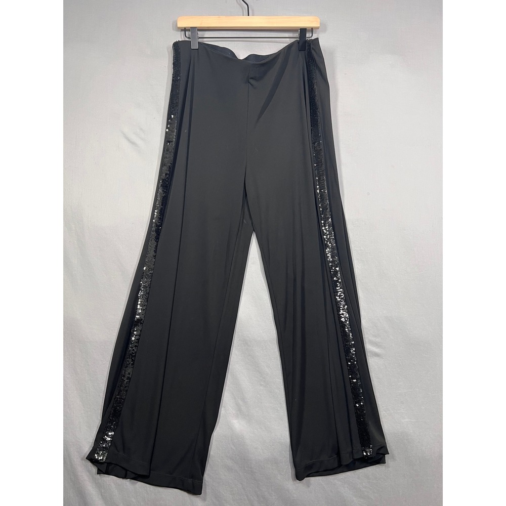 Lauren Ralph Lauren Black Sequin Stripe Wide Leg Pants Plus Size 1X Evening
